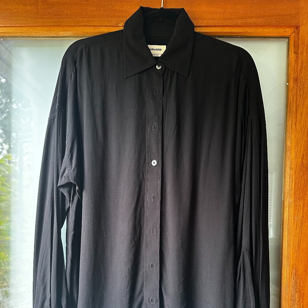 Zadig & Voltair Black Button Down Silk Shirt